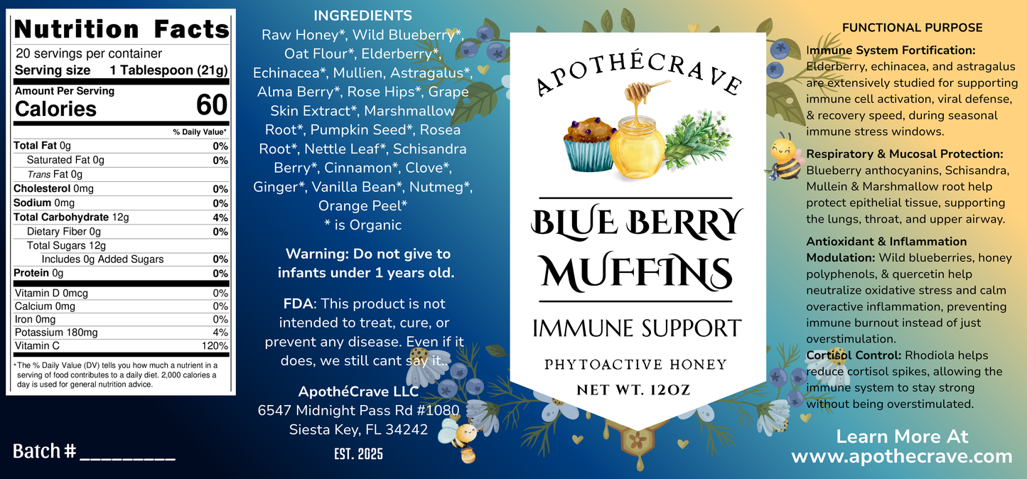 Blueberry Muffin ~ Immune Support Honey