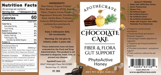 Chocolate Cake Fiber & Flora Probiotic Gut Support Dessert Inspired Honey