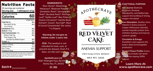 Red Velvet Cake ~ Anemia Support Honey