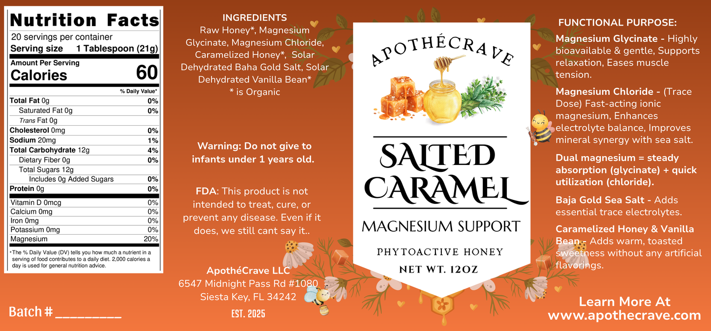 Salted Caramel ~ Magnesium Support Honey