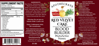 Red Velvet Cake ~ Blood Builder (Iron, Ferritin, Hemoglobin) Support Honey