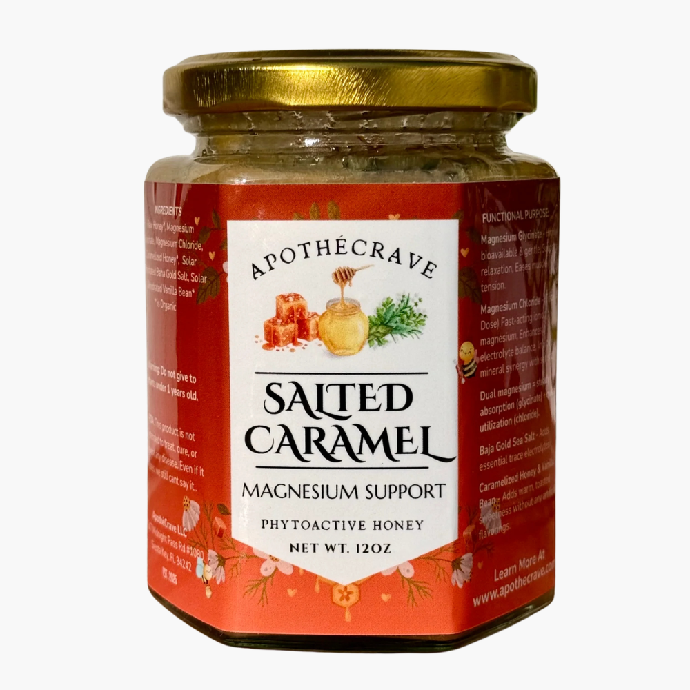 Salted Caramel Magnesium Support Honey for Stress, Sleep & Muscle Relaxation