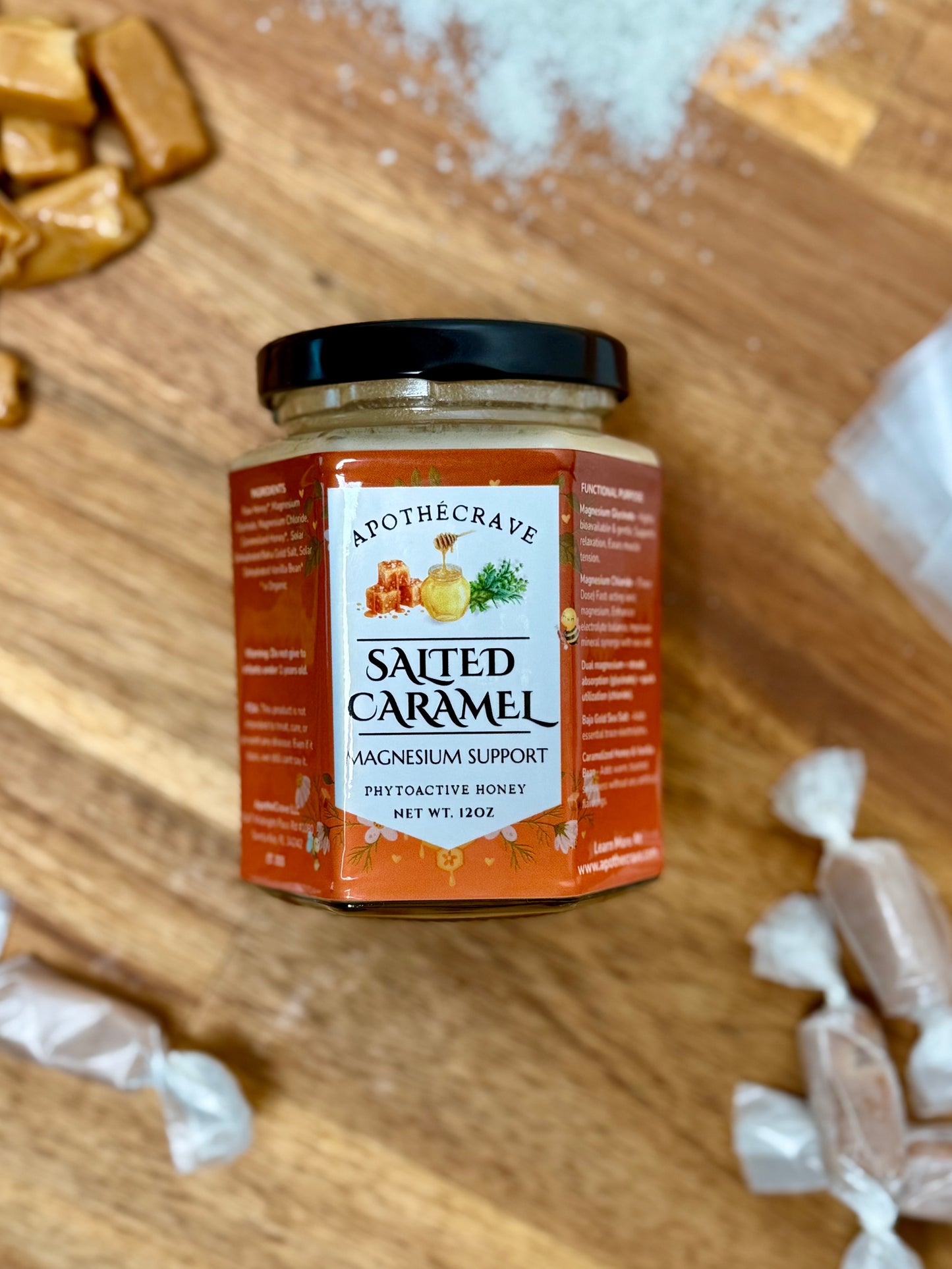 Salted Caramel Magnesium Support Honey for Stress, Sleep & Muscle Relaxation